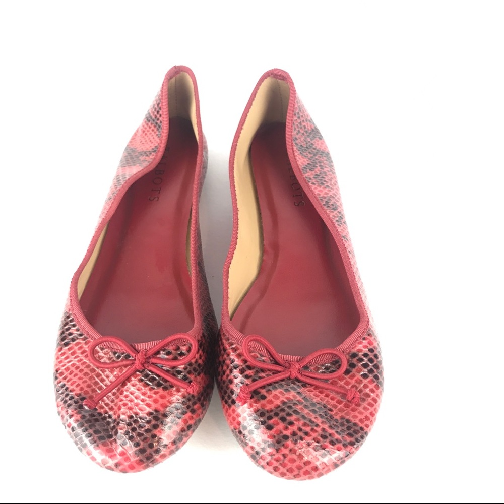 Talbots Ballet Flats Red Snake Print 181.235